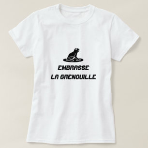 Camiseta sapo com texto Embrasse la grenouille