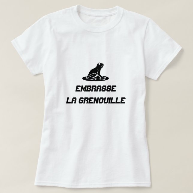 Camiseta sapo com texto Embrasse la grenouille (Frente do Design)