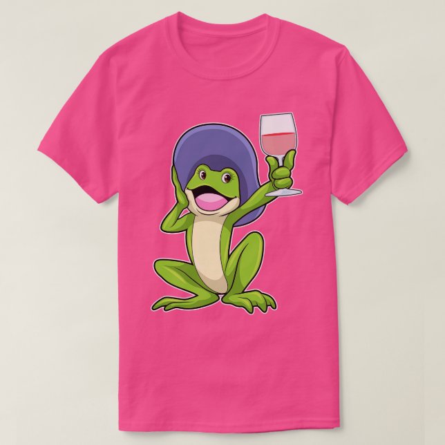 Camiseta Sapo com Vidro de Chapéu de Vinho Vermelho (Frente do Design)
