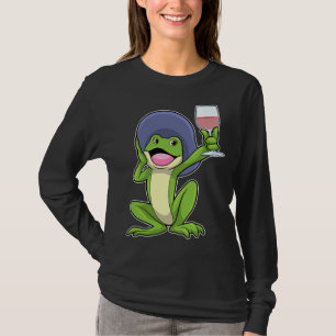 Camiseta Sapo Com Vidro De Vinho Vermelho E Chapéu