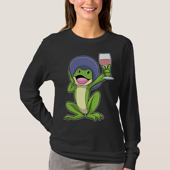 Camiseta Sapo Com Vidro De Vinho Vermelho E Chapéu (Frente)