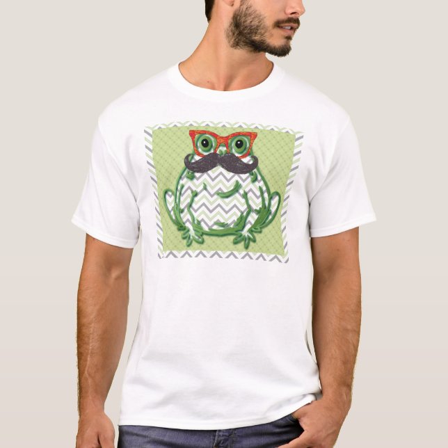 Camiseta Sapo com vidros do bigode e dos peixes por (Frente)
