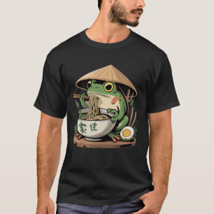 Camiseta Sapo Comendo Ramen Kawaii Neko Macarrão Japonês