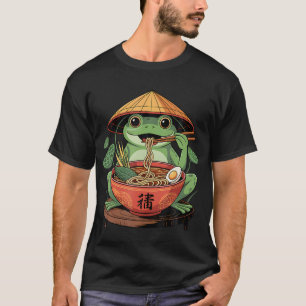 Camiseta Sapo Comendo Ramen Kawaii Neko Macarrão Japonês An