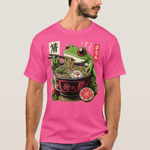 Camiseta Sapo Comendo Ramen Kawaii Neko Noodles Japoneses A