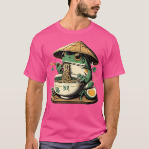 Camiseta Sapo Comendo Ramen Kawaii Neko Noodles Japoneses A