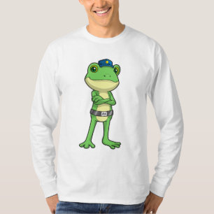 Camiseta Sapo como agente de polícia com chapéu de polícia