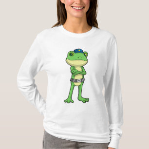 Camiseta Sapo como agente de polícia com chapéu de polícia