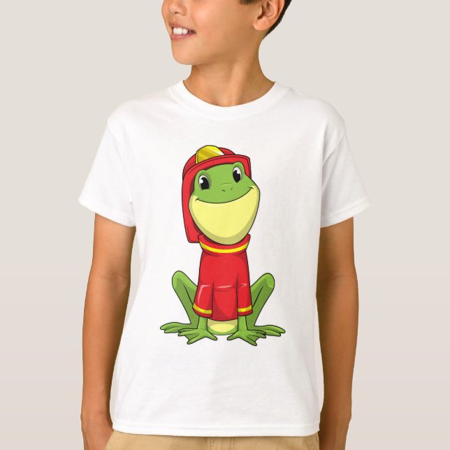 Camiseta Sapo como Bombeiro com Capacete (Frente)