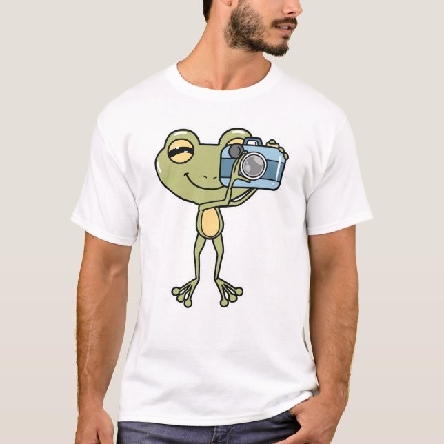Camiseta Sapo como fotógrafo com câmera (Frente)