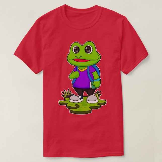 Camiseta Sapo como Hiker com Backpack (Frente do Design)