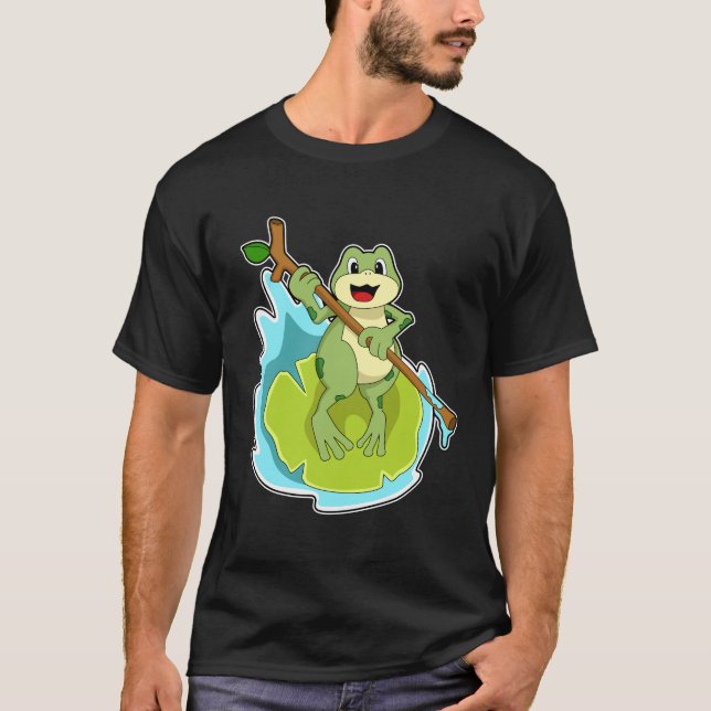 Camiseta Sapo como Hiker com Stick (Frente)