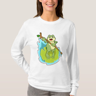 Camiseta Sapo como Hiker com Stick