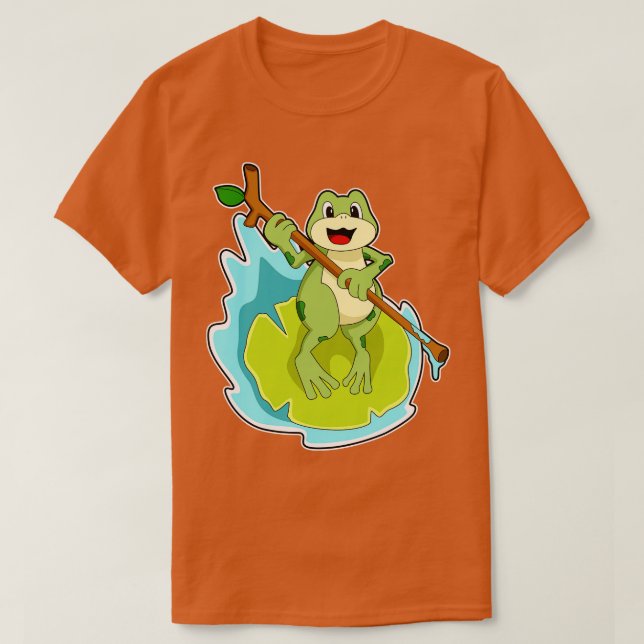 Camiseta Sapo como Hiker com Stick (Frente do Design)