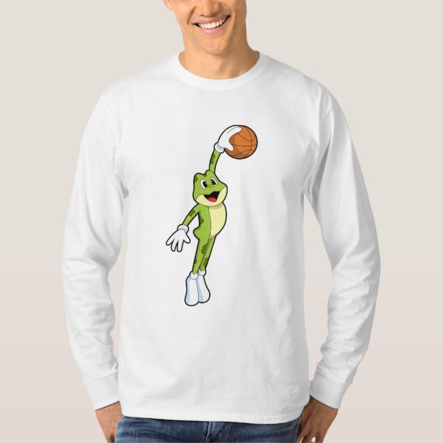 Camiseta Sapo como jogador de basquete com basquetebol. (Frente)