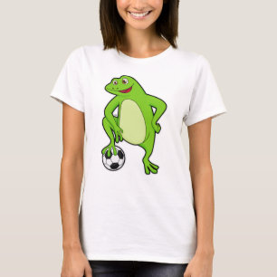 Camiseta Sapo como jogador de futebol com bola de futebol