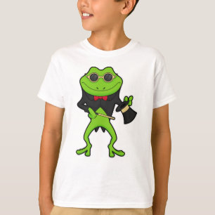 Camiseta Sapo como mágico com varinha mágica e chapéu