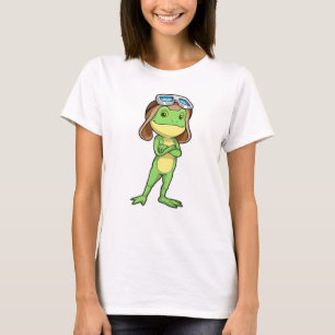 Camiseta Sapo como Piloto com Chapéu & Óculos