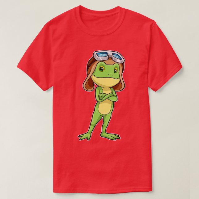 Camiseta Sapo como piloto com óculos de calor (Frente do Design)