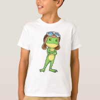 Sapo como piloto com óculos e chapéus