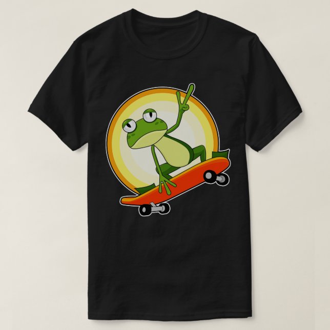 Camiseta Sapo como skater com skateboard (Frente do Design)
