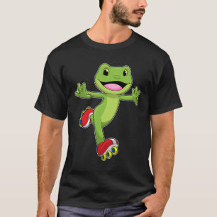 Camiseta Sapo como skater em linha com skates de cilindro