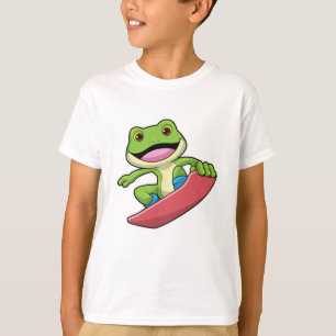 Camiseta Sapo como Snowboarder com Snowboard