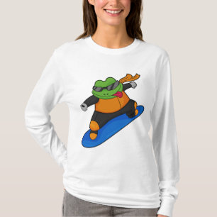 Camiseta Sapo como Snowobarder com Snowboard