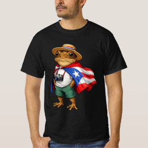 Camiseta Sapo Coqui Bandeira de Porto Rico Taino Bor Puerto