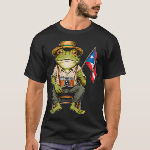 Camiseta Sapo Coqui Engraçado Bandeira de Porto Rico Taino