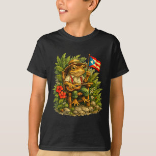 Camiseta Sapo Coqui Engraçado Tocando Cuatro