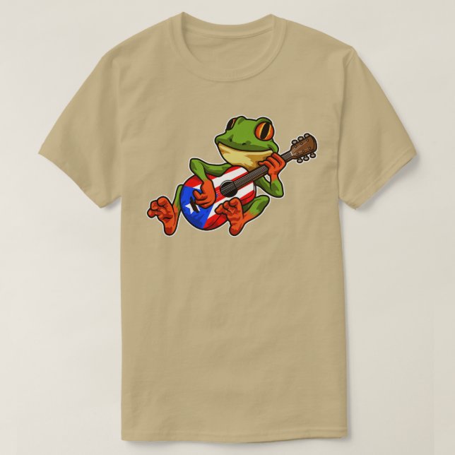 Camiseta Sapo Coqui Tocando Violão Boricua Animal (Frente do Design)