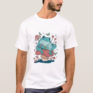 Camiseta Sapo cottagecore em casa de cogumelo