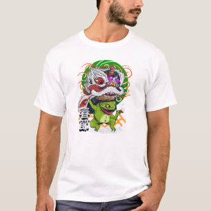 Camiseta Sapo Dançando com Máscara de Leão Ilustração Retro