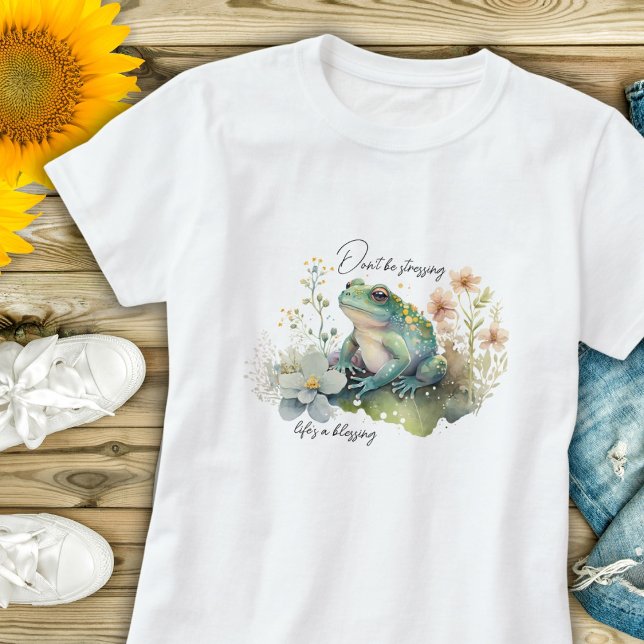Camiseta Sapo de Aquarela Não Esteja Estressando (Criador carregado)