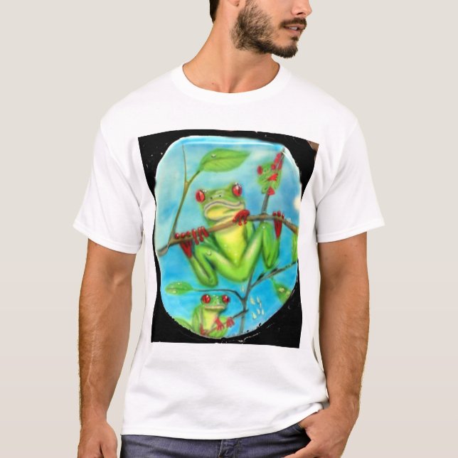 Camiseta Sapo de árvore do verde de floresta tropical (Frente)
