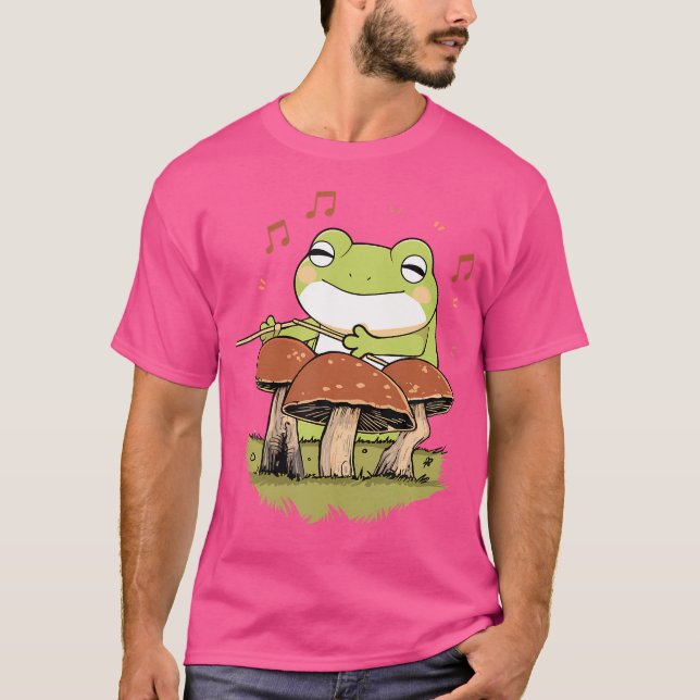 Camiseta Sapo De Cartoon Bonito Jogando No Cogumelo Do Tamb (Frente)