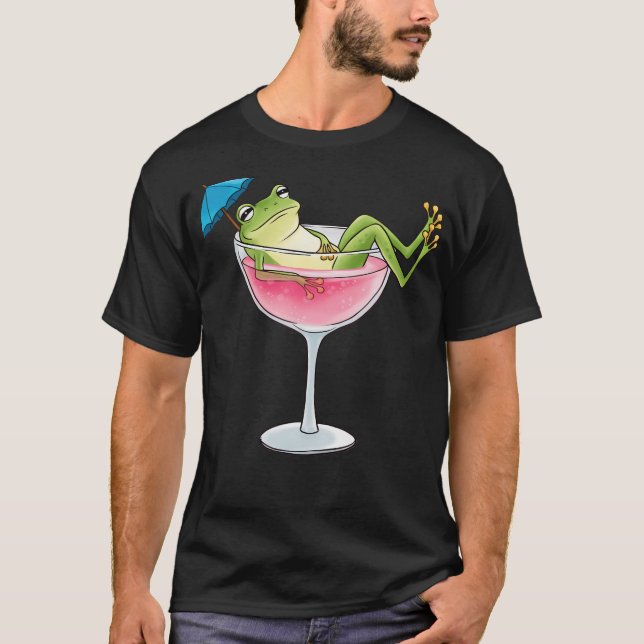 Camiseta Sapo de Coquetel Engraçado Meme Humor Bebedores de (Frente)