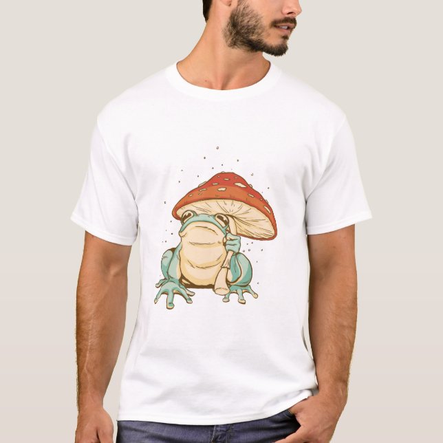 Camiseta Sapo de Cottagecore com cogumelo (Frente)