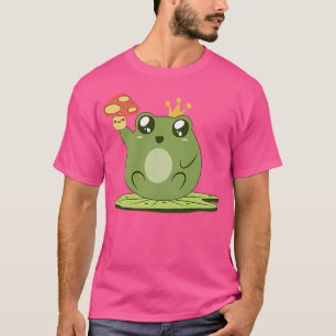 Camiseta Sapo De Cottagecore Kawaii Com Cogumelo Bonito Em 