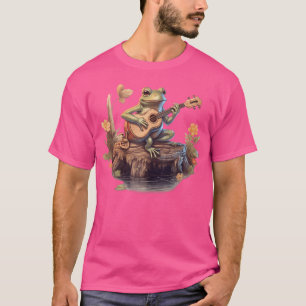 Camiseta Sapo De Cottagecore Tocando Violão Acústico Em Uma