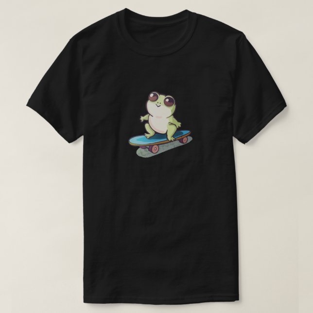 Camiseta Sapo de Cubo de Skateboard (Frente do Design)