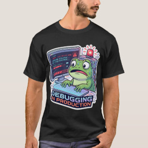 Camiseta Sapo de depuração em produção - Programador engraç