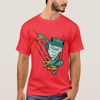 Camiseta Sapo de desenho verde vem através de rachaduras pa