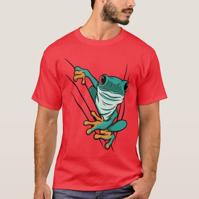 Camiseta Sapo de desenho verde vem através de rachaduras pa (Frente)