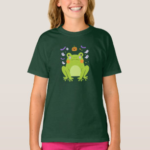 Camiseta Sapo de Dia das Bruxas Bonito com Amigos Fantasmas