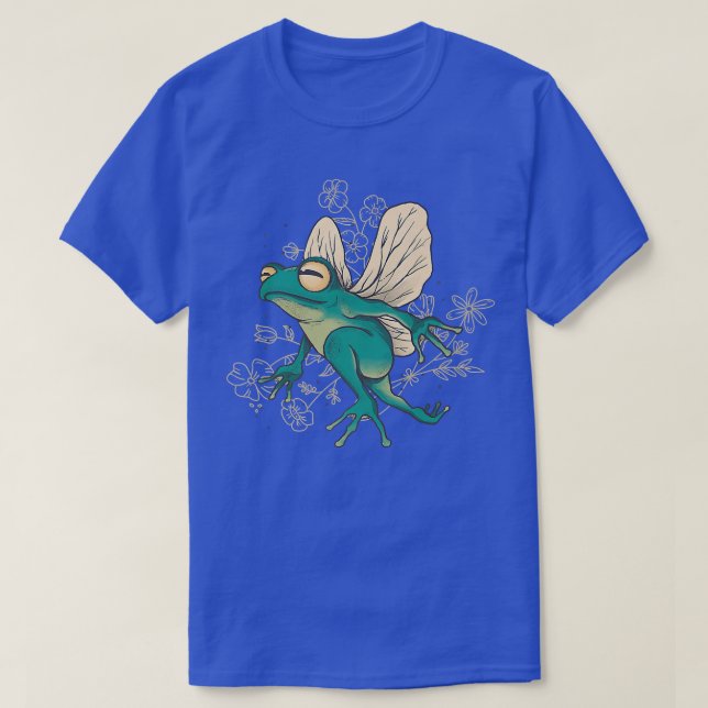 Camiseta Sapo de Fada Gelada com Asas e Elementos Florais (Frente do Design)