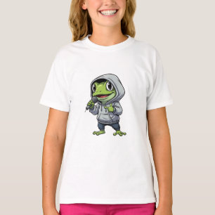 Camiseta Sapo de Hip Hop Rapping em Capuz de Roupa de Crian