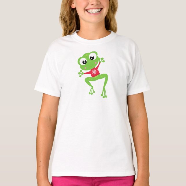 Camiseta Sapo de inverno, Sapo bonito, Sapo verde, Sweater (Frente)