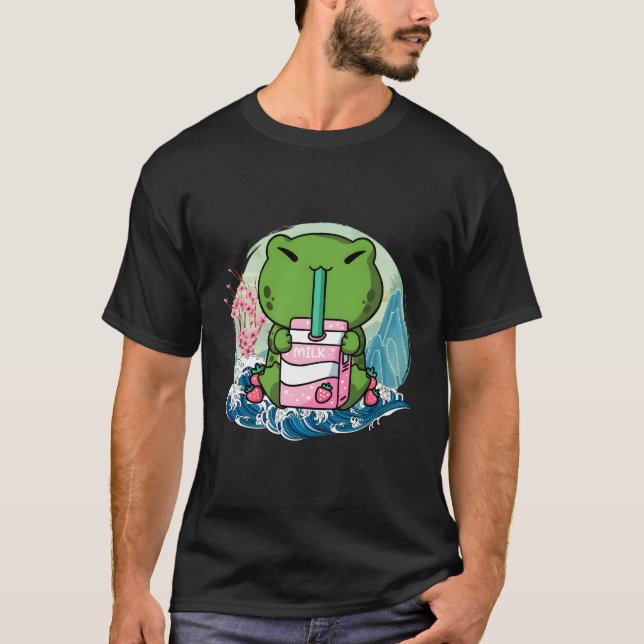 Camiseta Sapo de Leite de Morango Excelente Japonês Wave Ka (Frente)